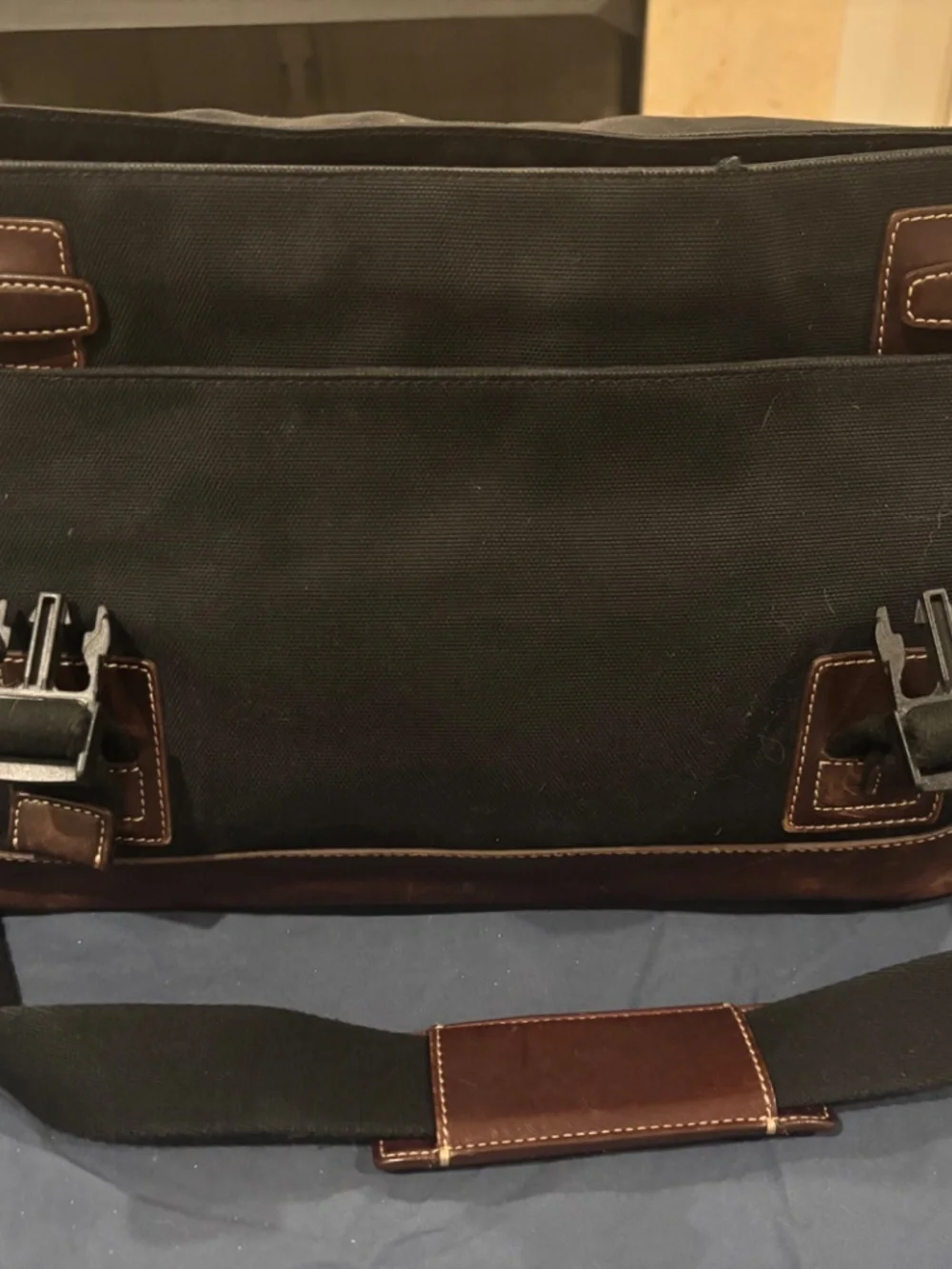 Large Coach Battenkill Messenger Bag!  Canvas with leather Trim